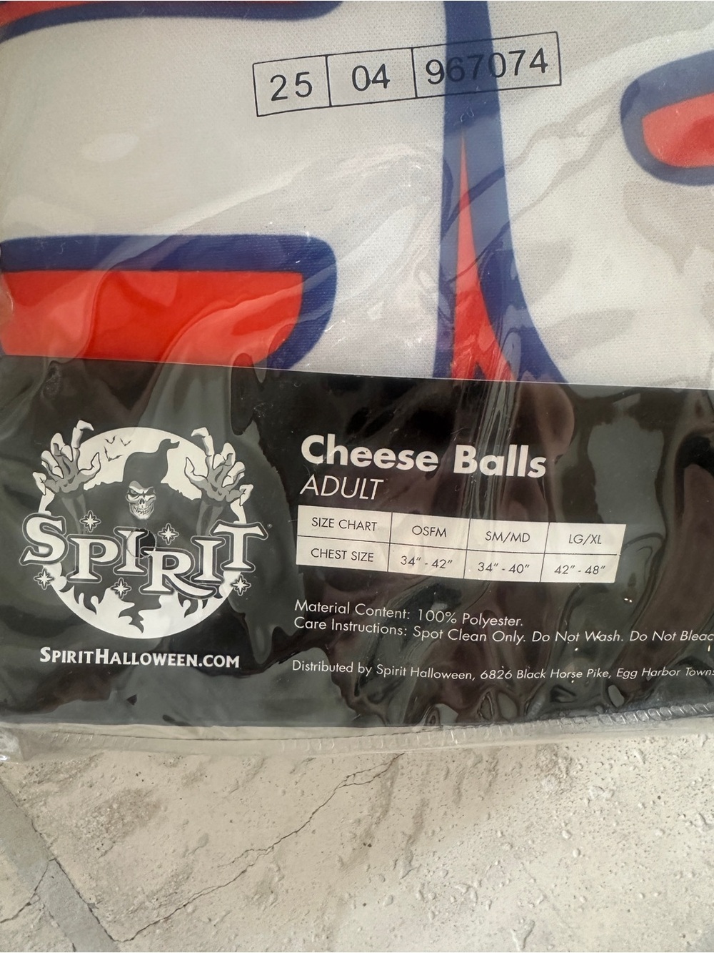 NWT SPIRIT Halloween Adult/Men’s 3D Foam costume - Cheese Balls “Balls Deep” O/S - Picture 5 of 6